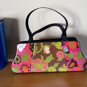Beautiful colorful bag w/ cameo ornate 2 handles